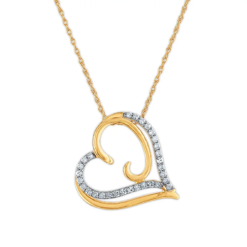 1/5 CTW Diamond Heart 18-inch Pendant in 10KT Yellow Gold