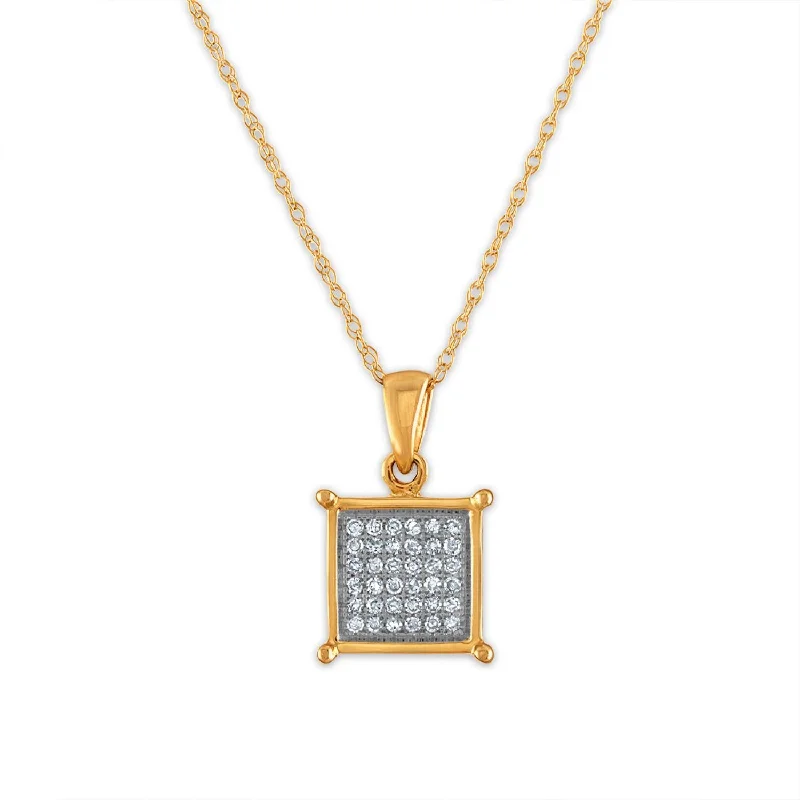 1/7 CTW Diamond Cluster 18-inch Pendant in 10KT Yellow Gold