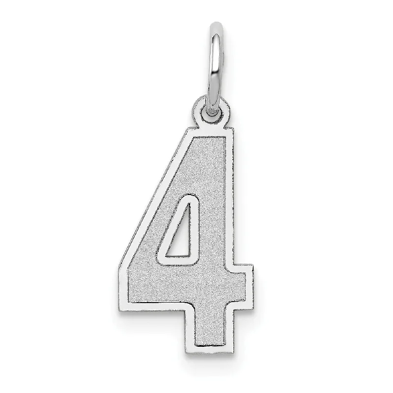 14k White Gold Medium Satin Number 4 Charm