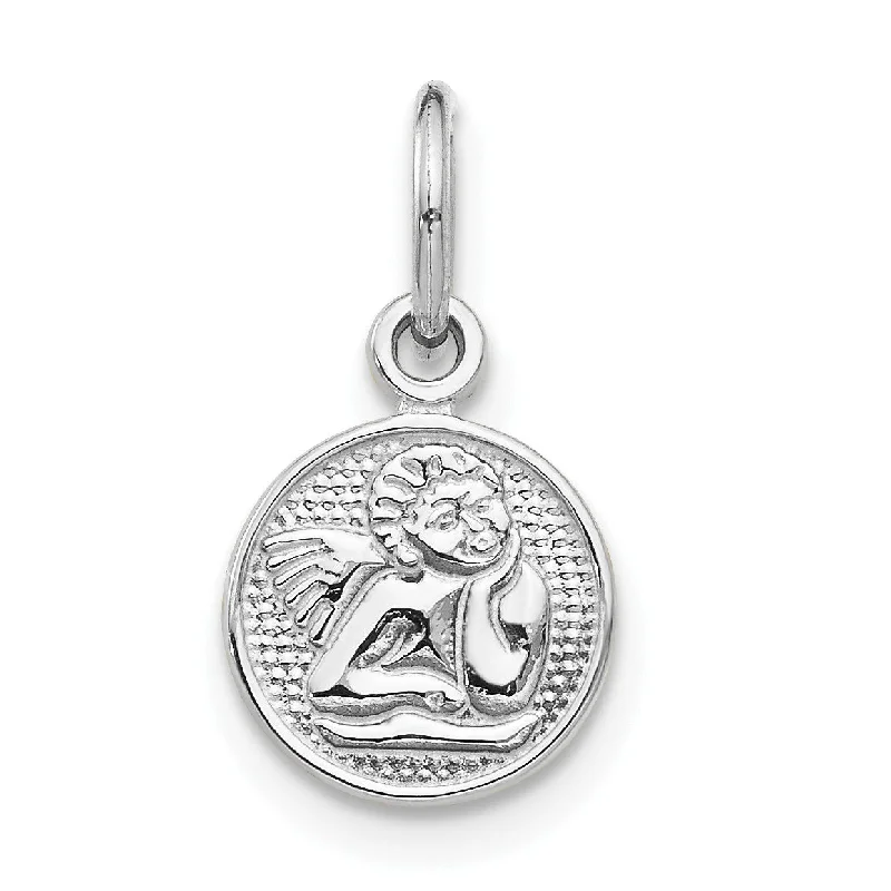 14KT White Gold 11X8.5MM Angel Pendant. Chain Not Included