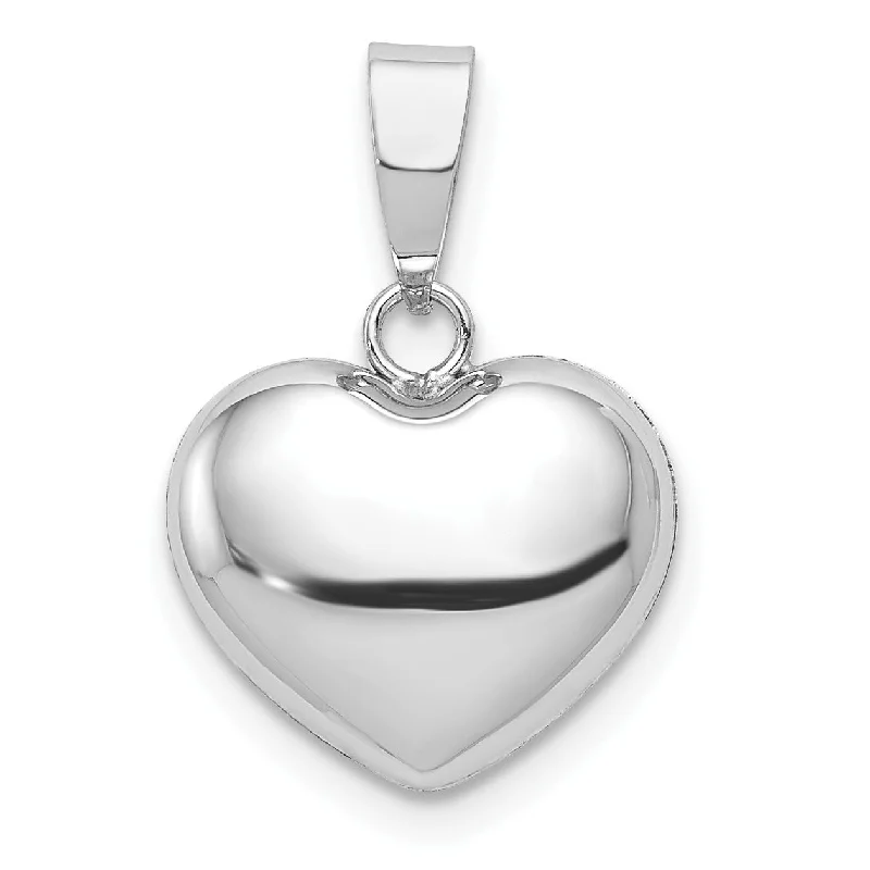 14KT White Gold 15X12MM Heart Pendant. Chain Not Included