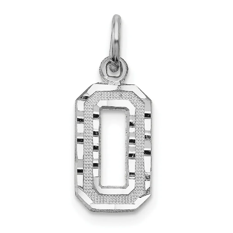 14KT White Gold 19X7MM Number 0 Pendant. Chain Not Included