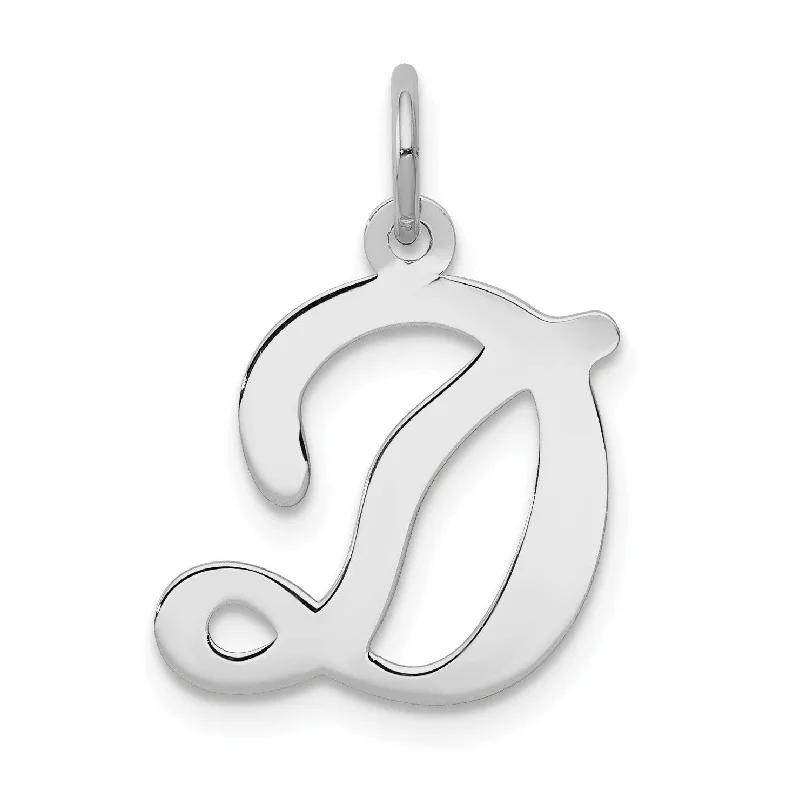 14KT White Gold 20X14MM Initial Pendant; Initial D. Chain not Included