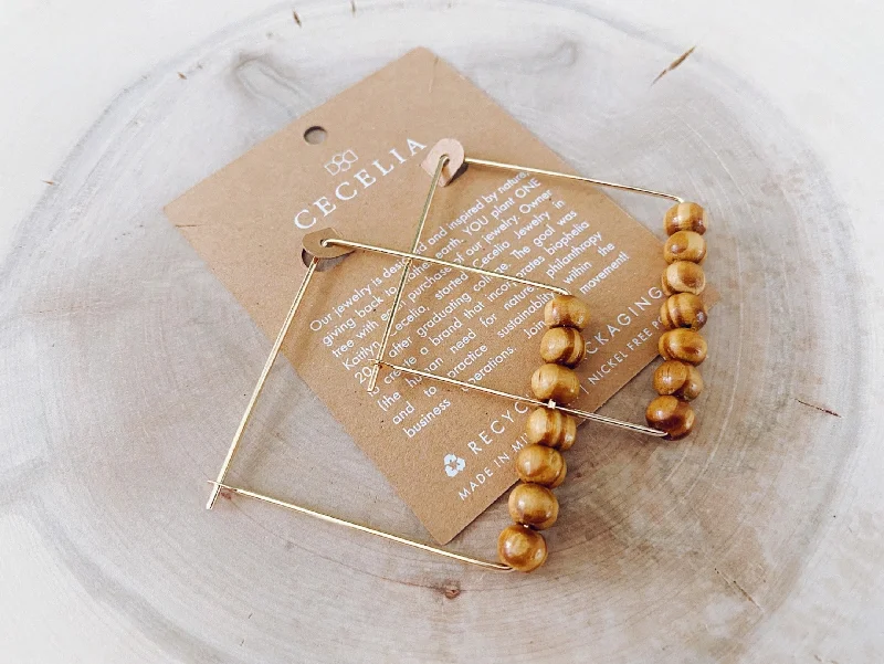 Square Hoop Earrings in Gold Plated Champagne