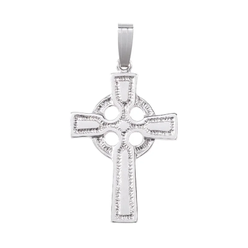 14K White Gold Celtic Cross Pendant