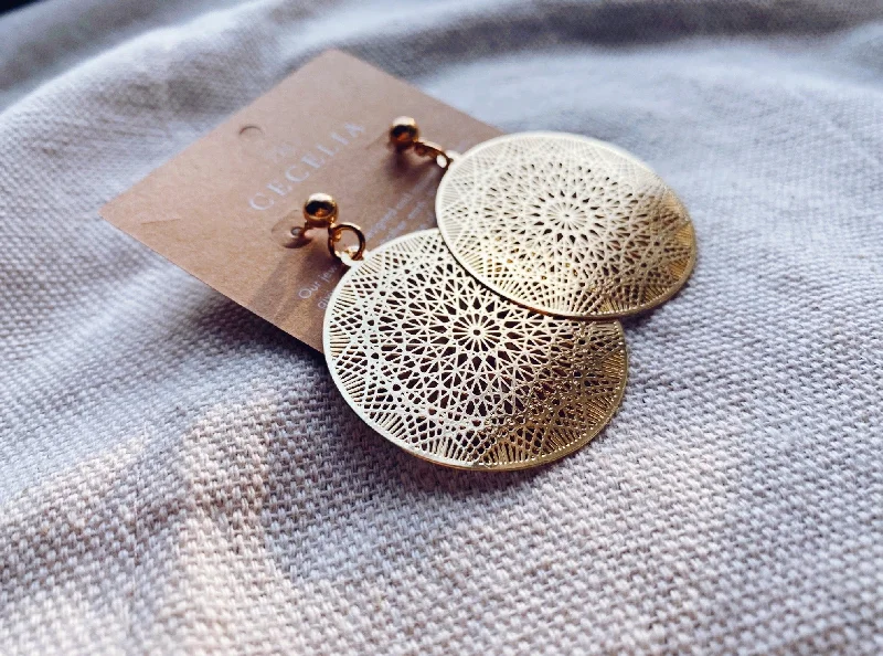 Filigree Round Mandala Pendant Earrings