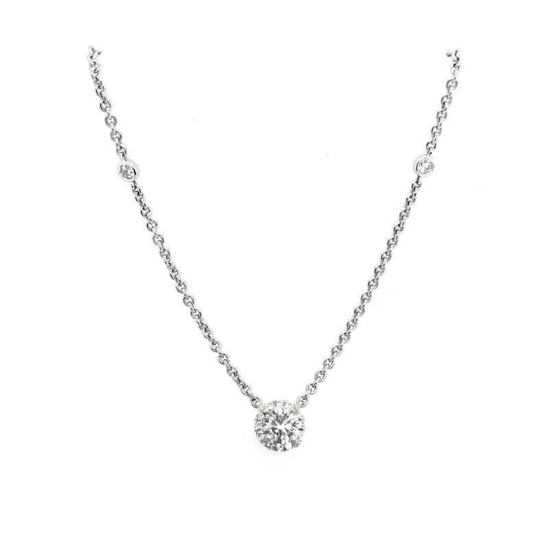 Forevermark 0.34 Cttw. White Gold Diamond Halo Pendant