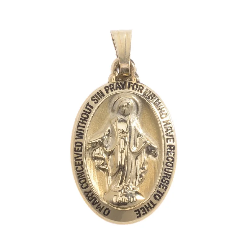 14K Yellow Gold Oval Miraculous Medal