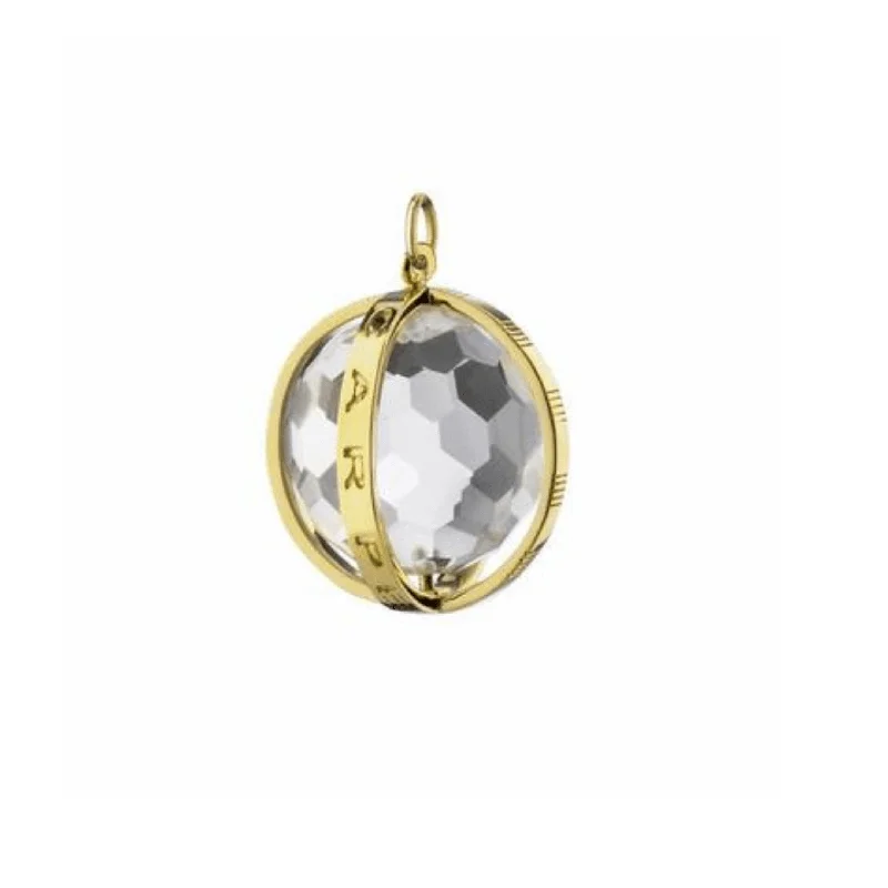 18K Yellow Gold "Carpe Diem" Rock Crystal Charm