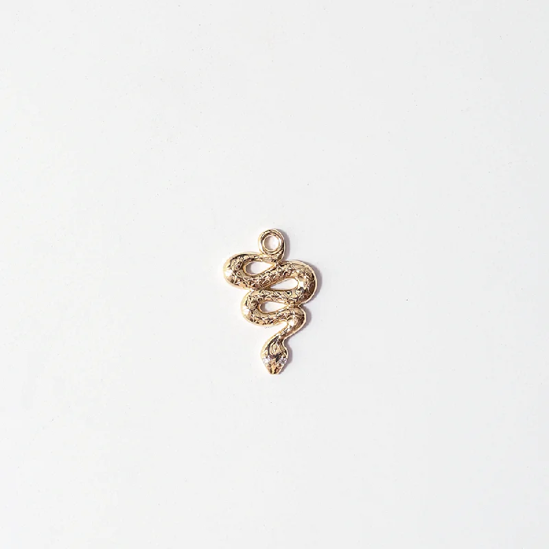 SNAKE DANGLE CHARM | 14K GOLD & WHITE DIAMOND