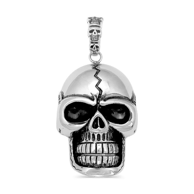 Stainless Steel Large Cracked Skull Pendant / PDL2001