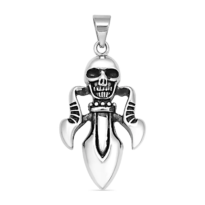 Stainless Steel Skull And Dagger Pendant / PDL2004