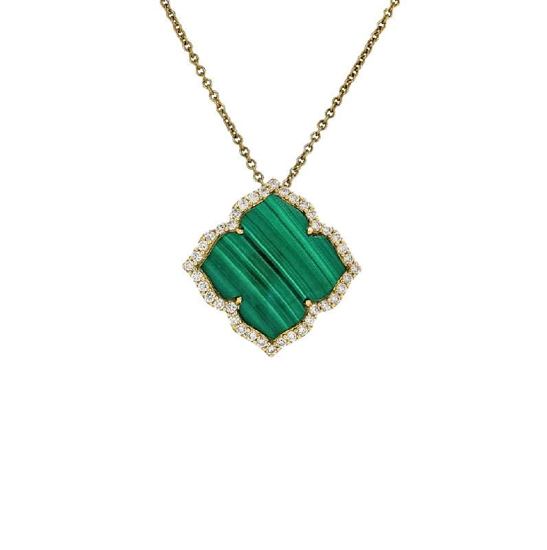 Sabel Collection Malachite and Diamond Flower Pendant