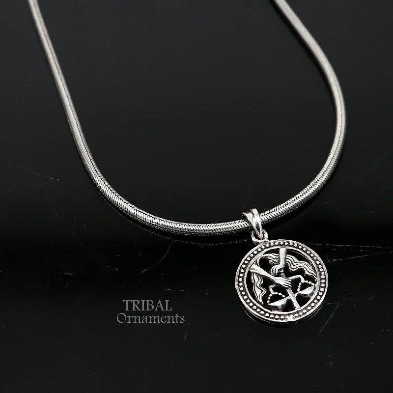 Modern trendy Zodiac sign Capricorn symbol pendant 925 sterling silver unique Design horoscope "Tula Rashi" pendant best jewelry nsp576