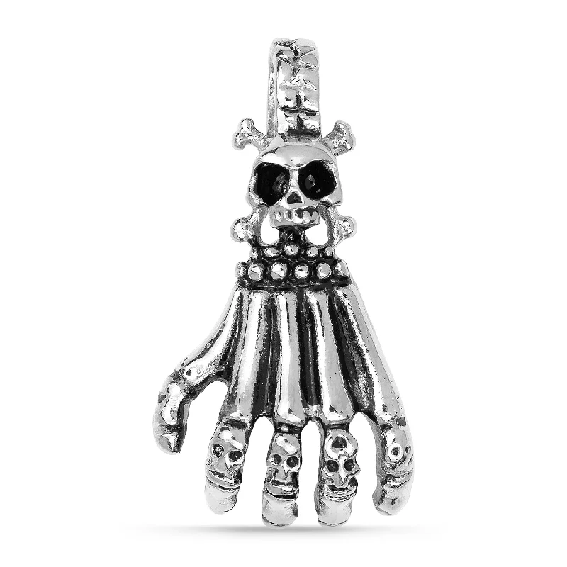 Stainless Steel Skull Skeleton Hand Pendant / PDJ3442