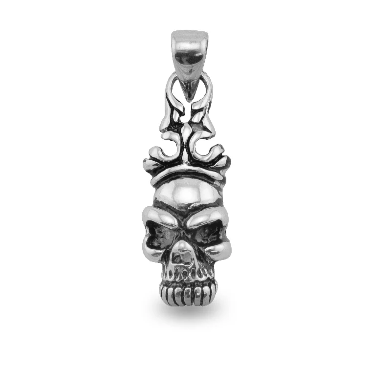 Stainless Steel Skull With Filigree Crown Pendant / PDC2016