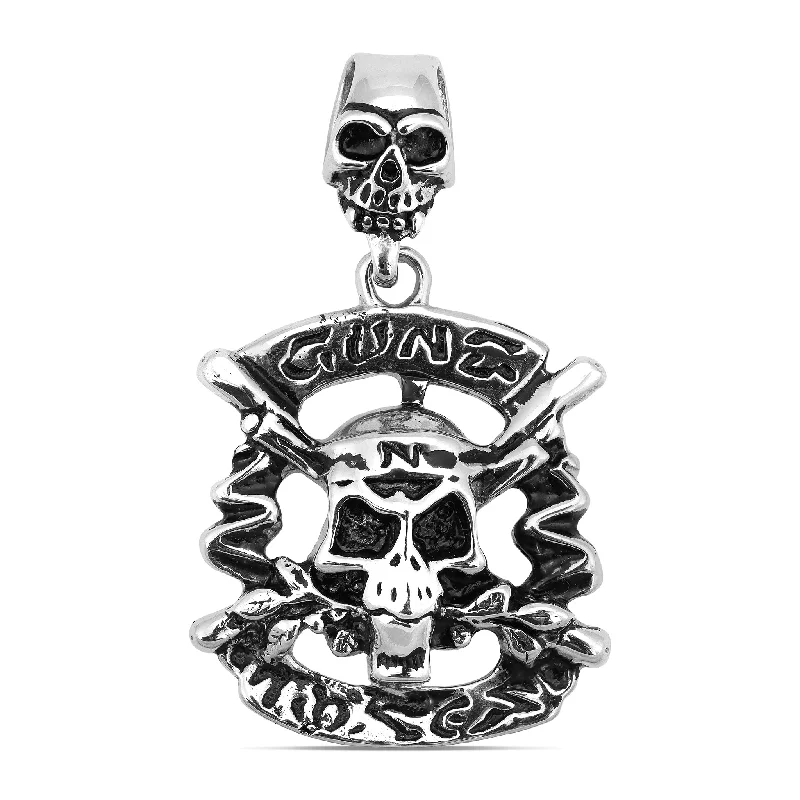 Stainless Steel Gunz N Roses Skull Pendant / PDK0139