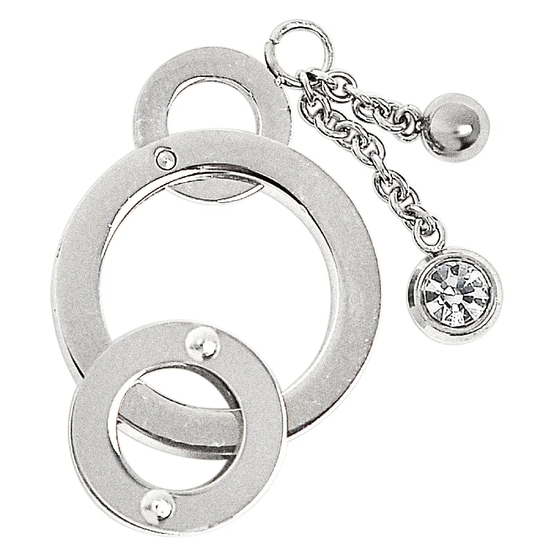 Stainless Steel Round Rings with Chain CZ Pendant / NCZ0046