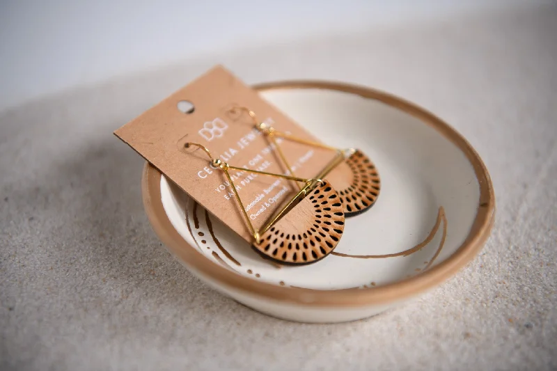 Flying Lotus Sunflower Wood Earrings