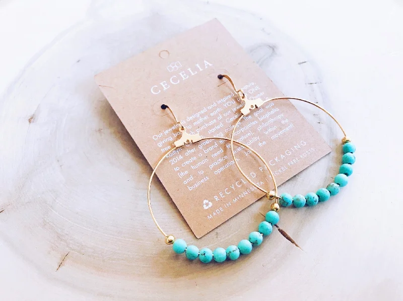 Turquoise Gemstone Hoop Earrings