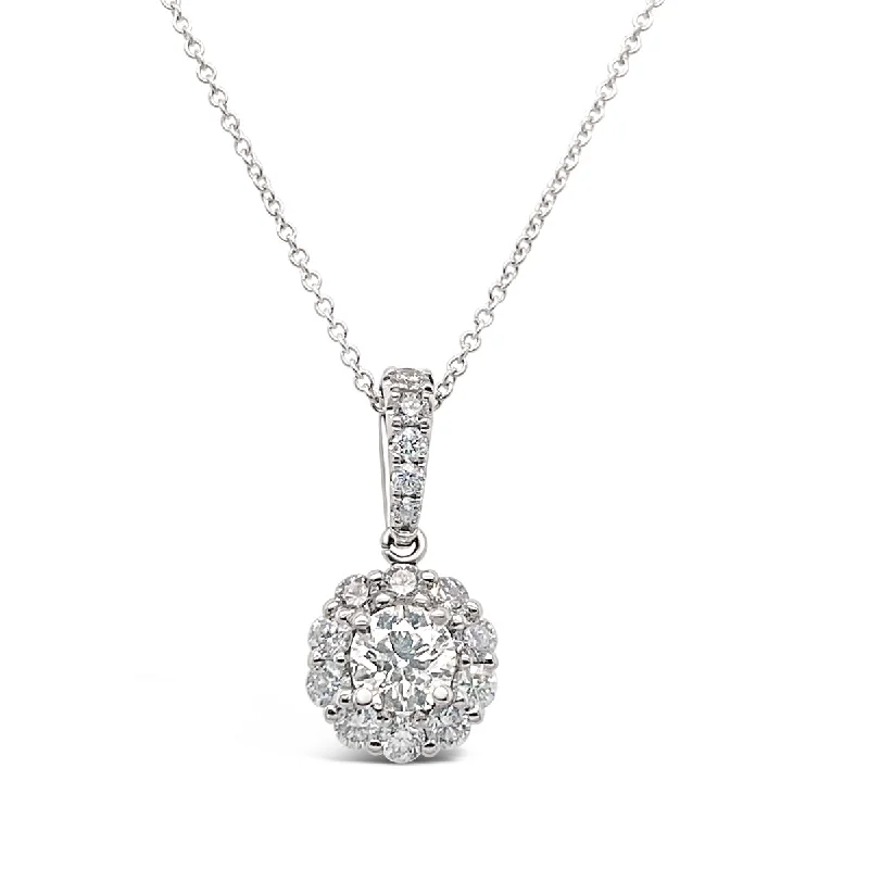 White Gold Diamond Halo Pendant