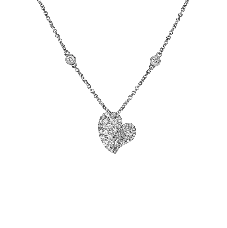 Sabel Collection White Gold Small Heart Wave Necklace