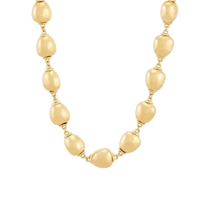 Sabel Collection Yellow Gold Oval Bead Station Necklace