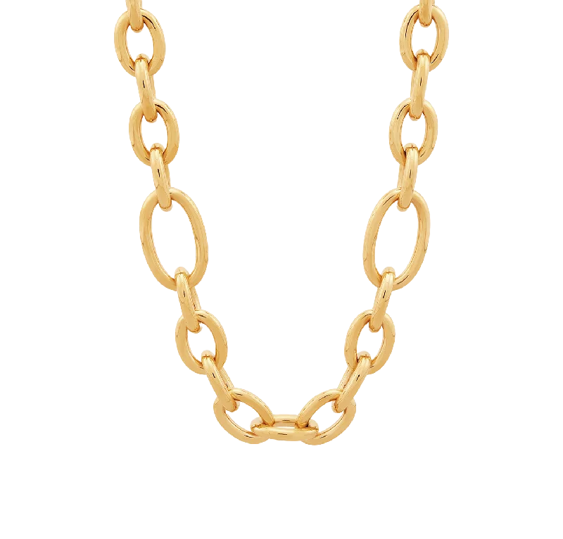 Sabel Collection Yellow Gold Oval Tube Link Necklace