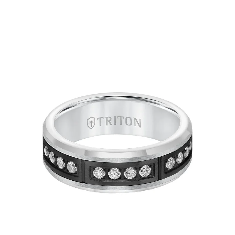 7MM Ring - Diamonds Set In Channel with Bevel Edge