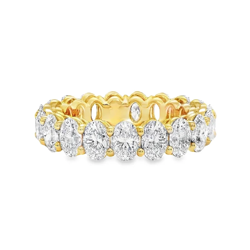 Lab Grown Yellow Gold Oval Shape Diamond Eternity Band