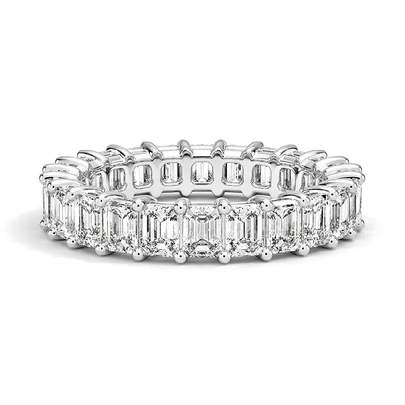 Lab Grown Platinum Emerald Cut Diamond Eternity Band