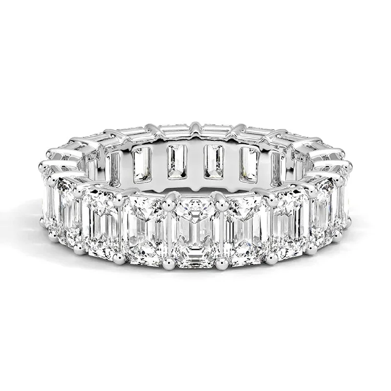 Lab Grown White Gold Emerald Cut Diamond Eternity Band