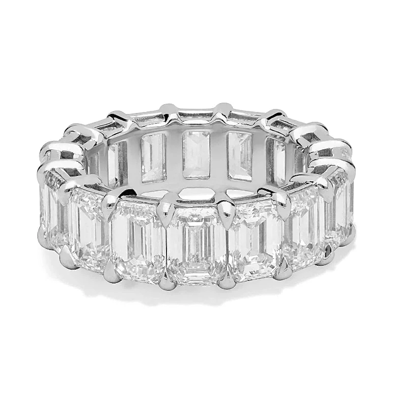 Lab Grown Platinum Emerald Cut Diamond Eternity Band