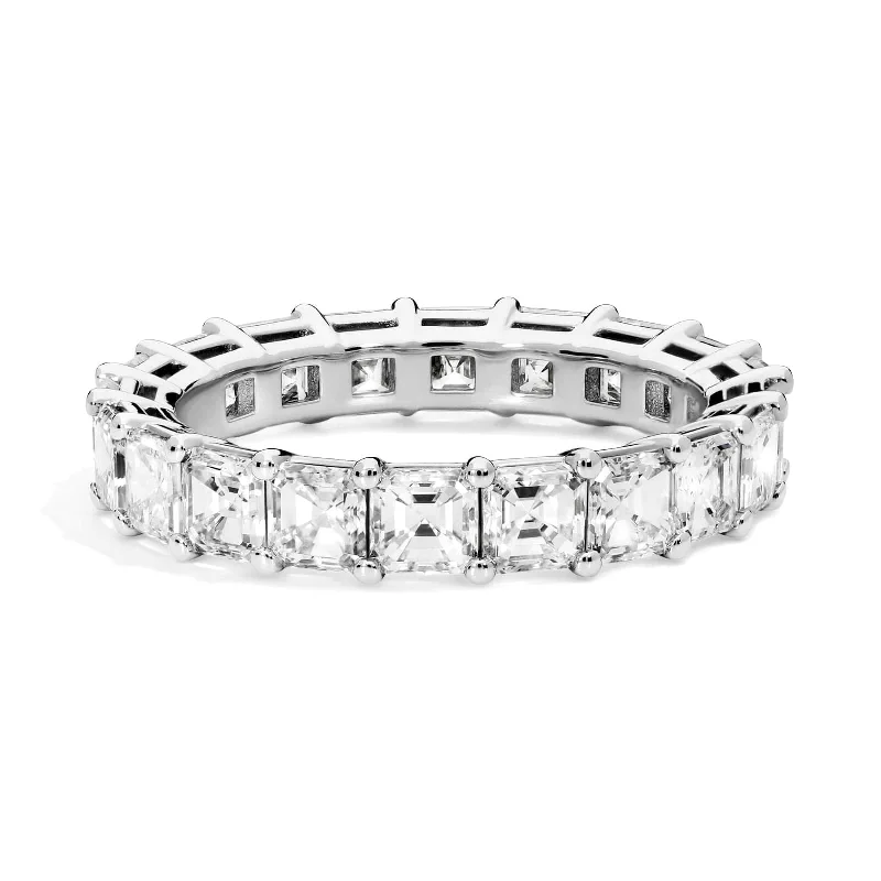 Lab Grown White Gold Asscher Cut Diamond Eternity Band