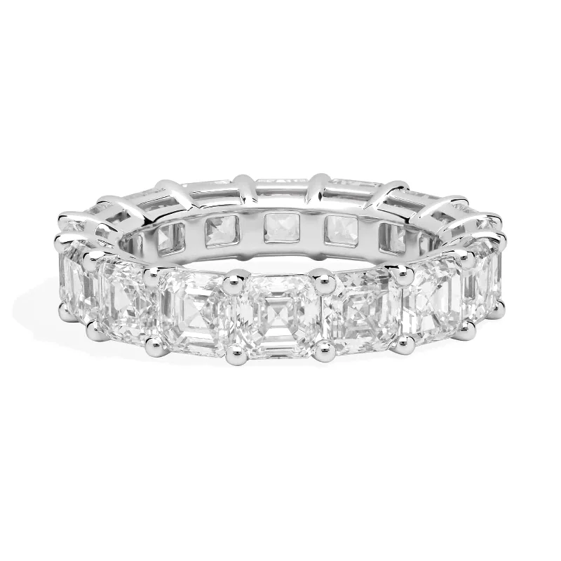 Lab Grown Platinum Asscher Cut Diamond Eternity Band