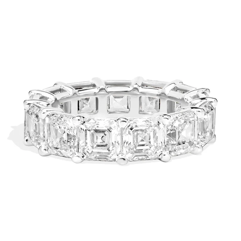 Lab Grown Platinum Asscher Cut Diamond Eternity Band