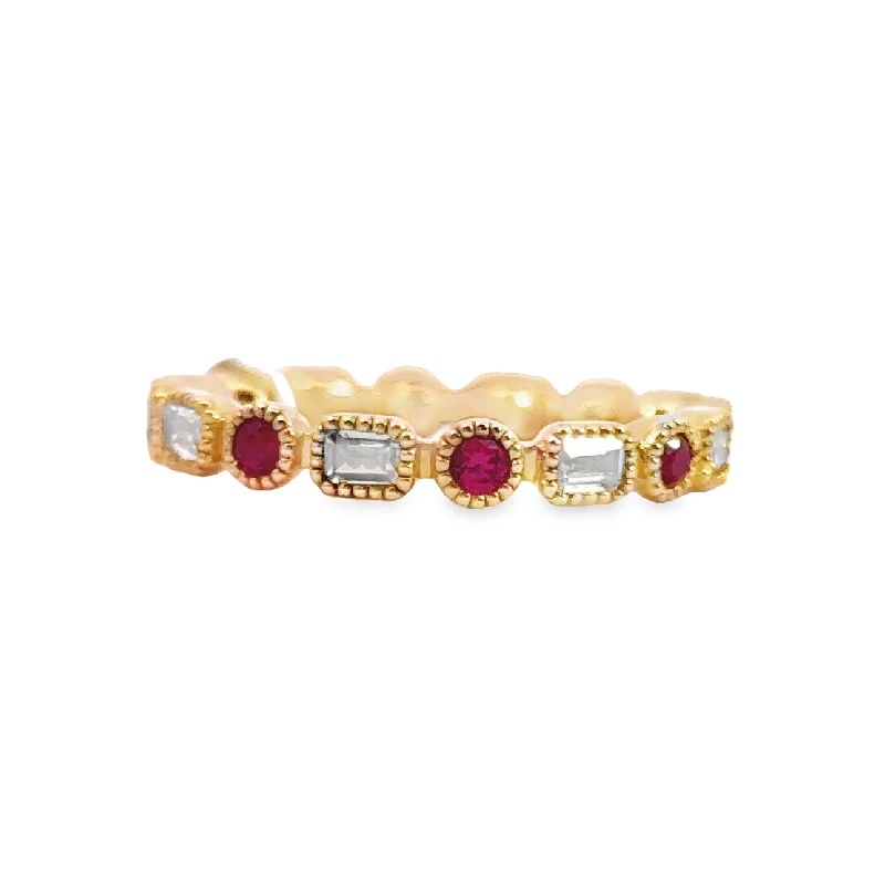 Padis Classique Diamond and Ruby Eternity Band