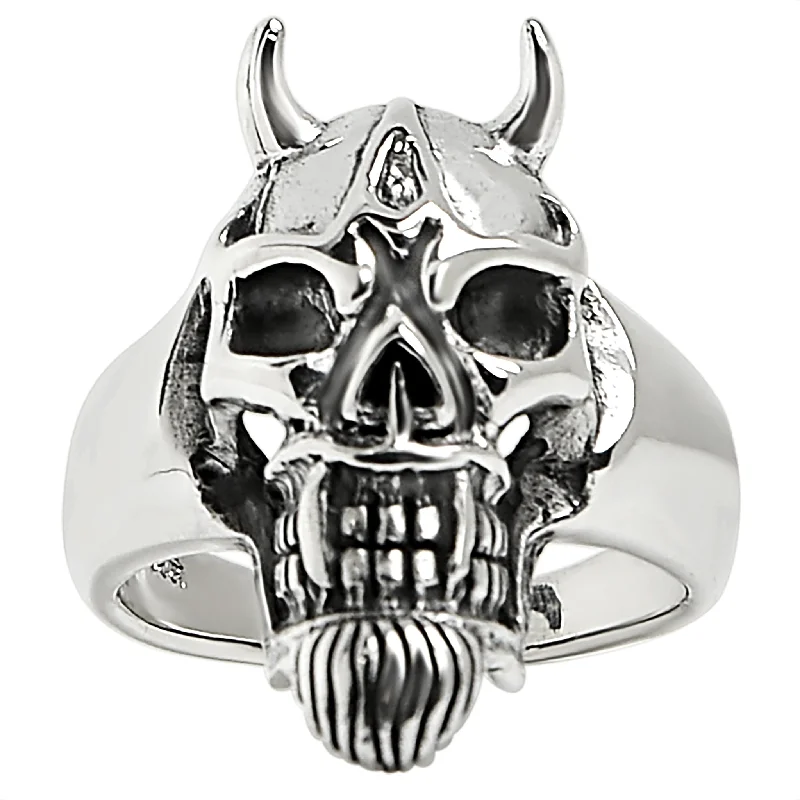 Sterling Silver Devil Skull Ring / SSR0023