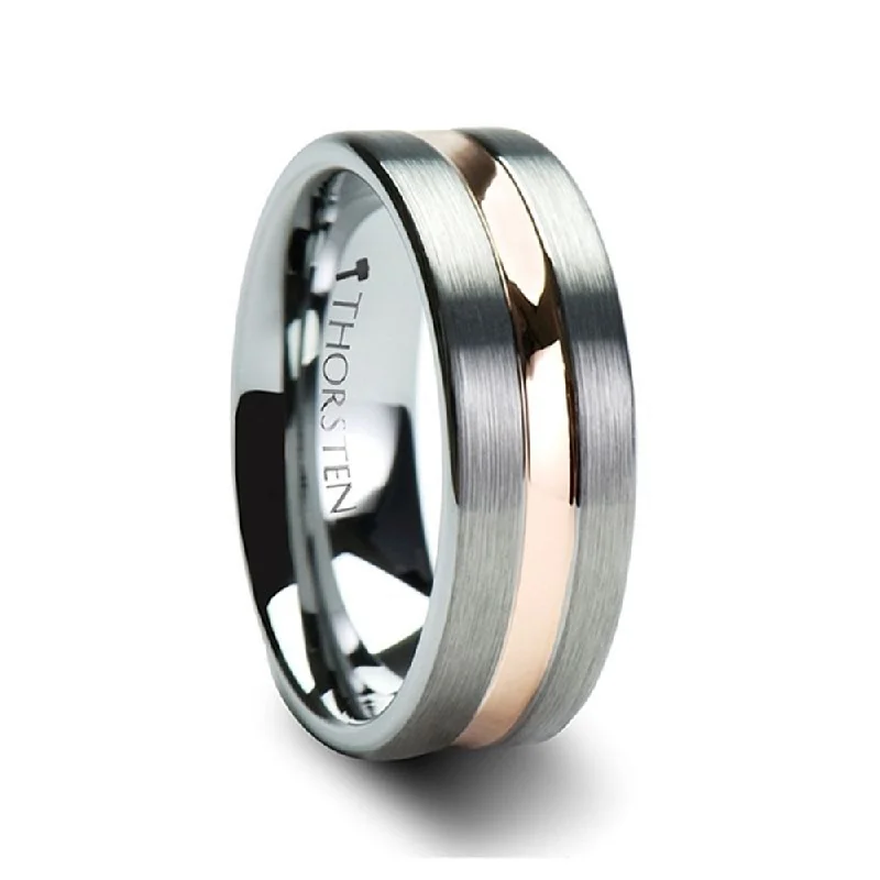 ZEUS Tungsten Carbide Ring with Rose Gold Plated Groove