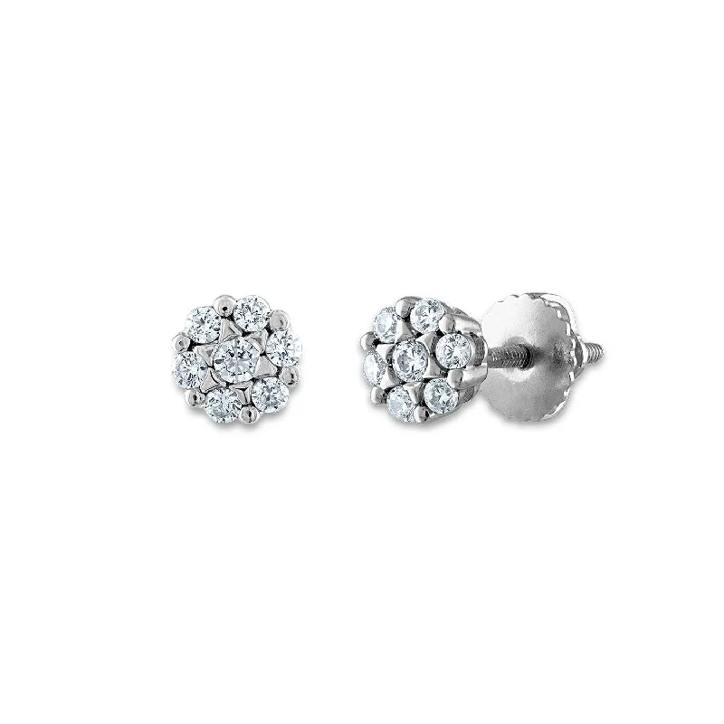 EcoLove 1/4 CTW Lab Grown Diamond Cluster Stud Earrings in 14KT White Gold