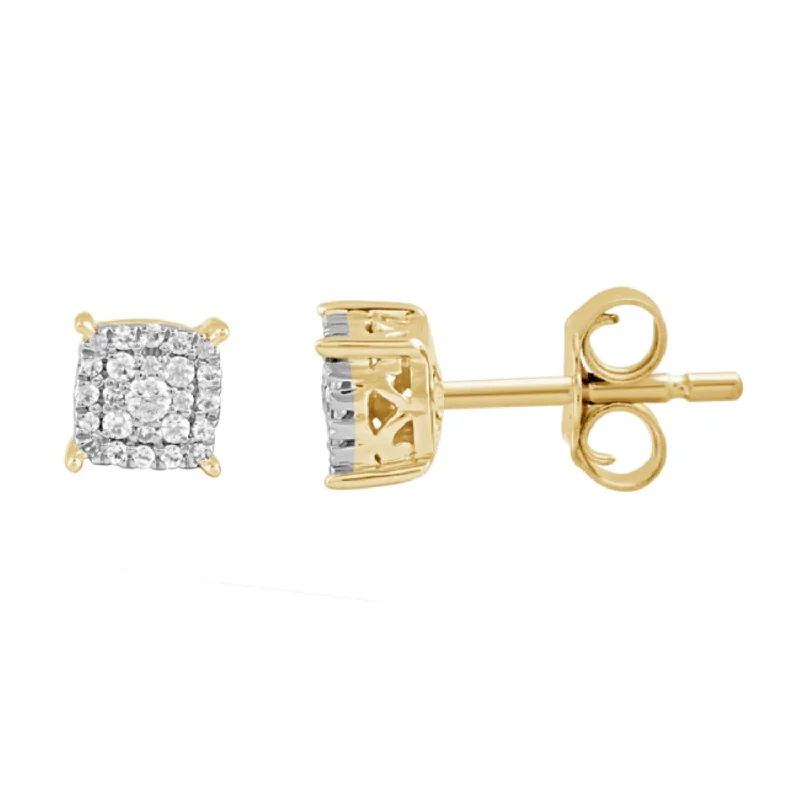 1/7 CTW Diamond Cluster Stud Earrings in 10KT Yellow Gold