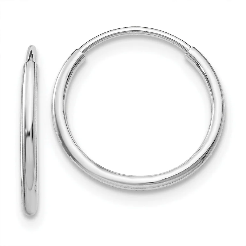 10KT White Gold 15X1.2MM Endless Hoop Earrings