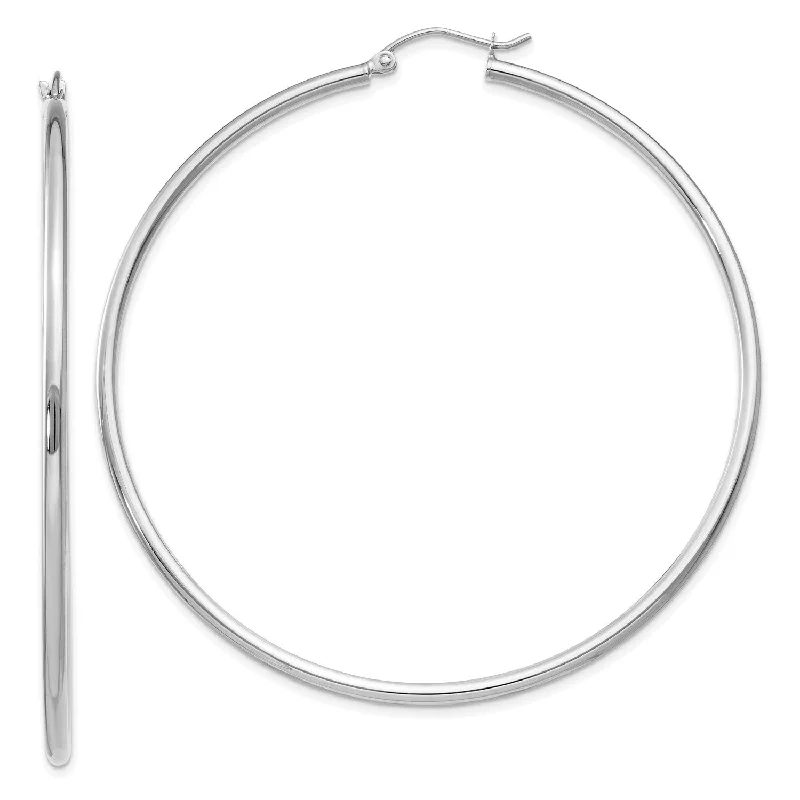 10KT White Gold 56X2MM Hoop Earrings