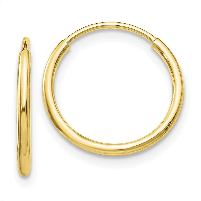 10KT Yellow Gold 15X1.2MM Endless Hoop Earrings