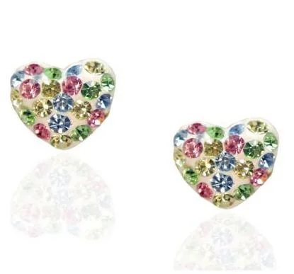 14KT Yellow Gold Childrens Heart Stud Earrings