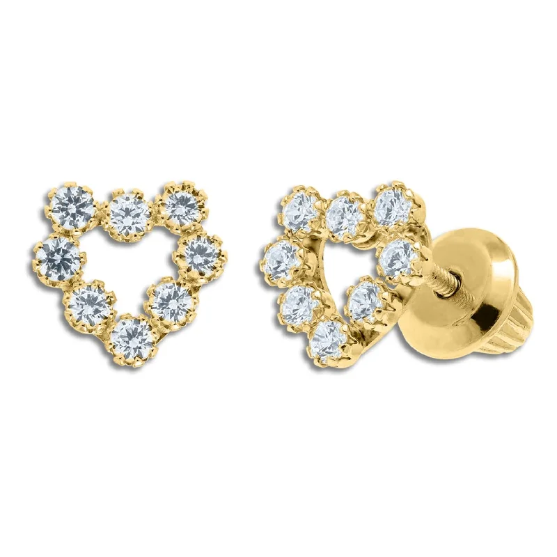 Kiddie Kraft 14KT Yellow Gold Childrens Heart Stud Earrings