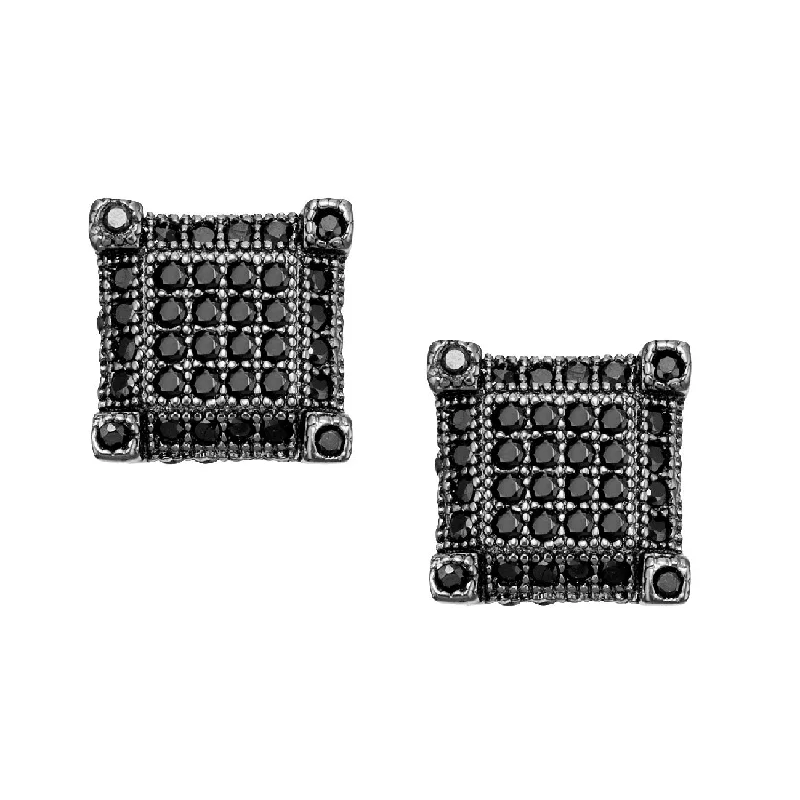 Luxe Layers Black Rhodium Sterling Silver Cubic Zirconia 7MM Stud Earrings