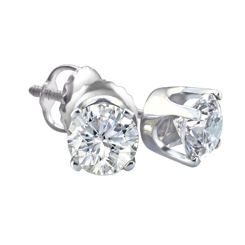 Premiere 1-1/2 CTW Diamond Solitaire Stud Earrings in 14KT White Gold