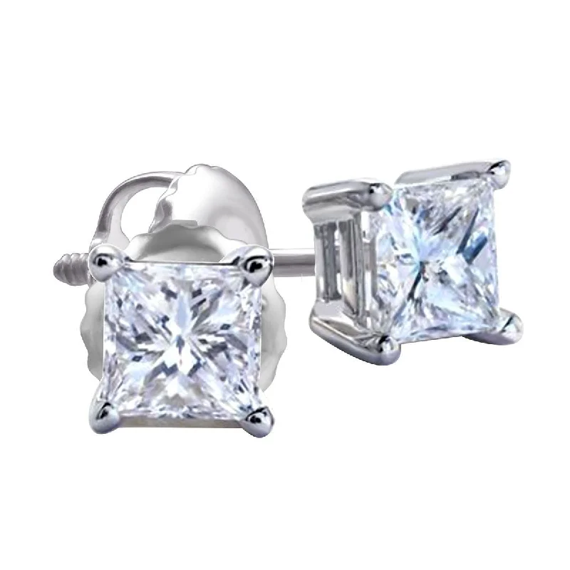 Premiere 1 CTW Diamond Solitaire Stud Earrings in 14KT White Gold