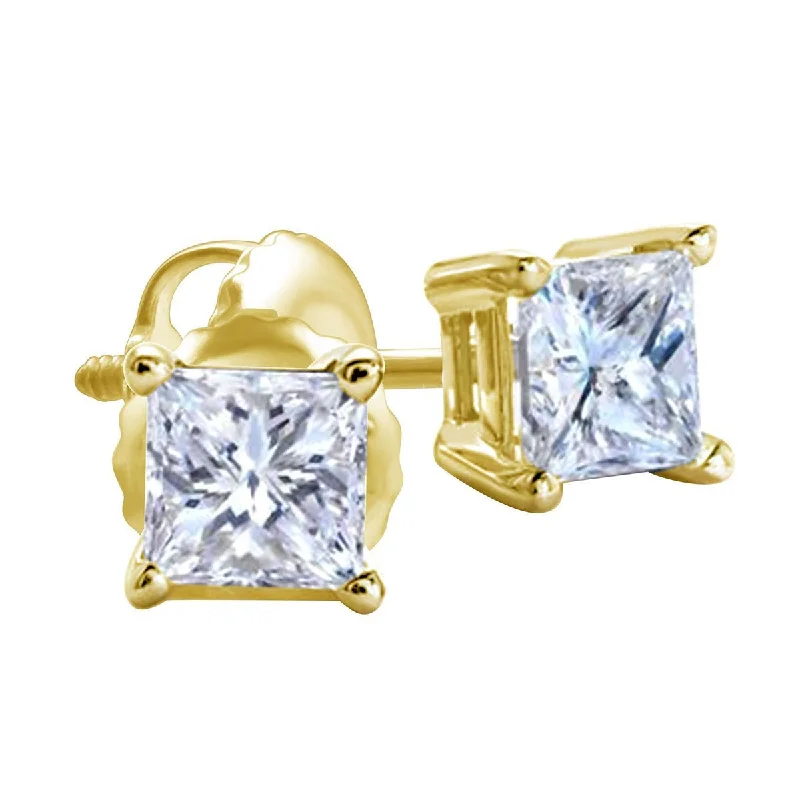 Premiere 1 CTW Diamond Solitaire Stud Earrings in 14KT Yellow Gold